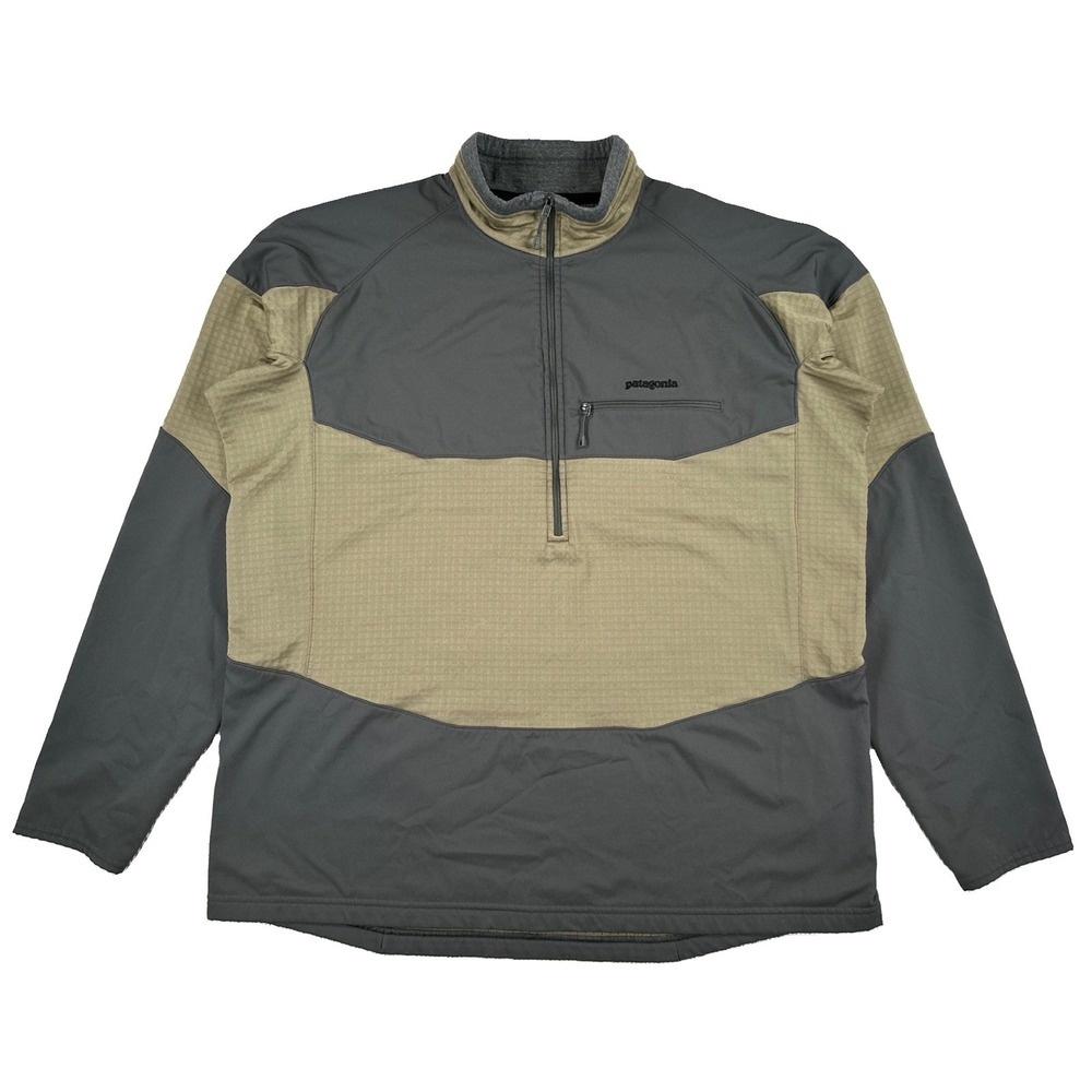 Patagonia R1 Field 1/4 Zip Grid Fleece Pullover Men's XXL Ash Tan